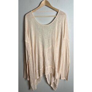 We The Free Chasing You Hacci Knit Twist Back LS Top Peach Size Medium Women’s